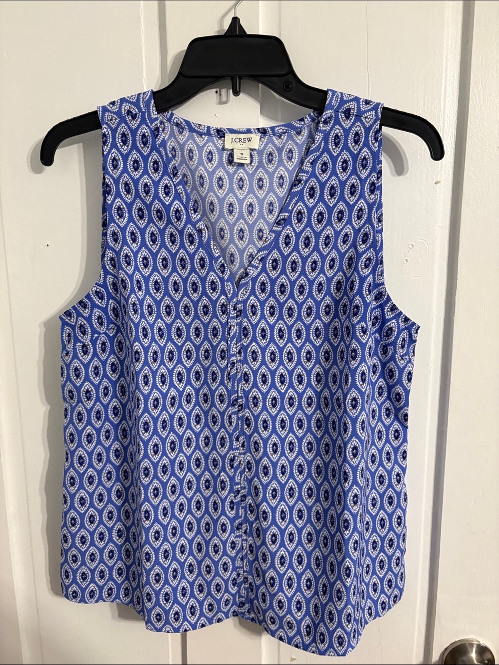J. Crew Blue Geometric V-Neck Sleeveless Camisole